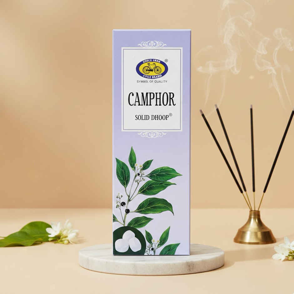 Pure Camphor Bambooless Solid Dhoop Stick | 6 Inch | 50 Sticks Pack | Cycle