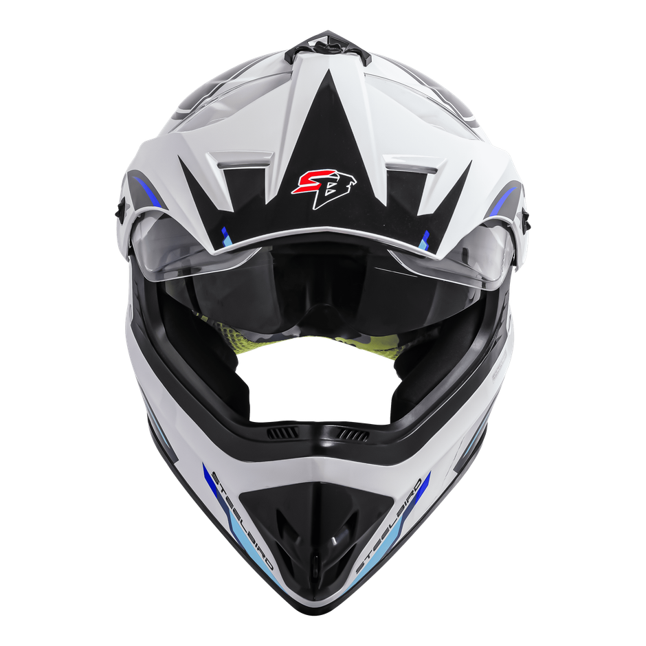 Steelbird SBH-13 Iss Racer Glossy White With Blue 600 mm - L