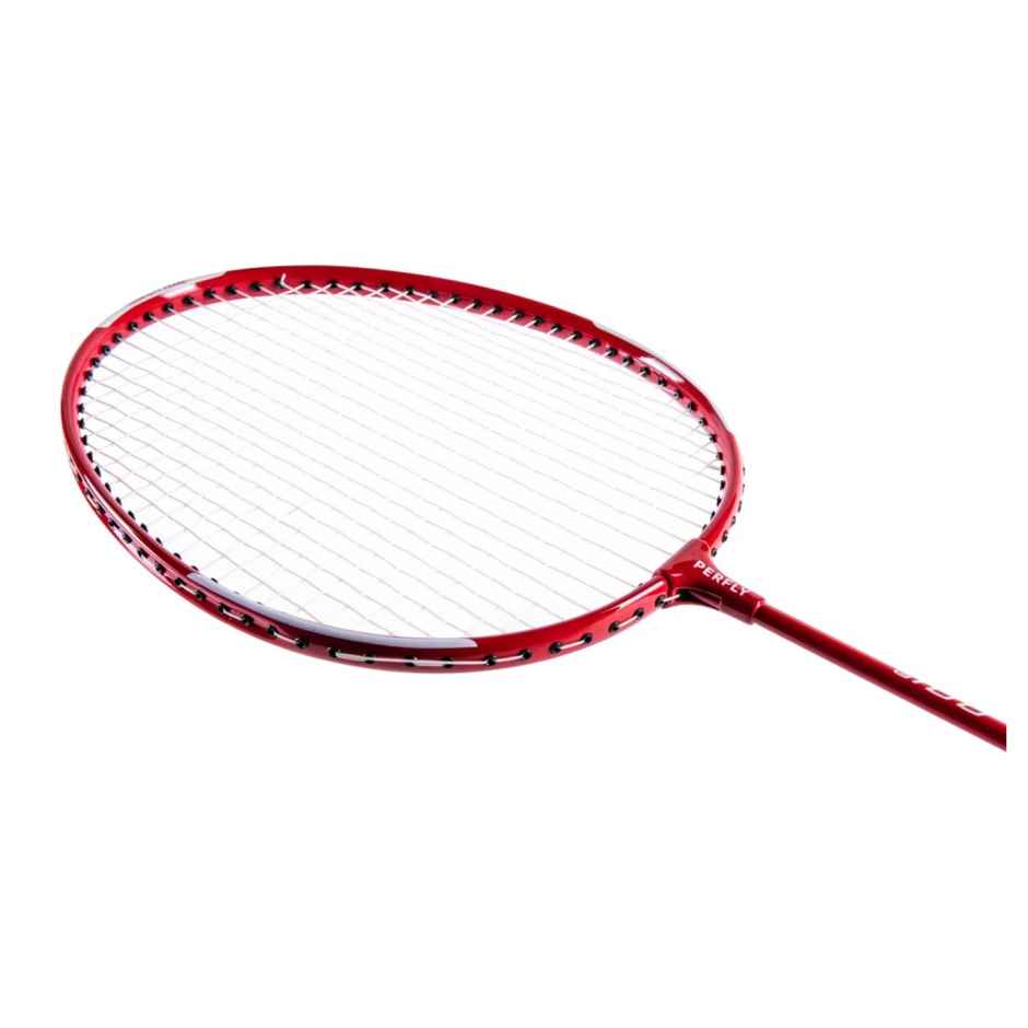 Decathlon Br100 Perfly Badminton Racket Set (2 Rackets, 1 cover & 2 Plastic Shuttle cocks), Blue/Red