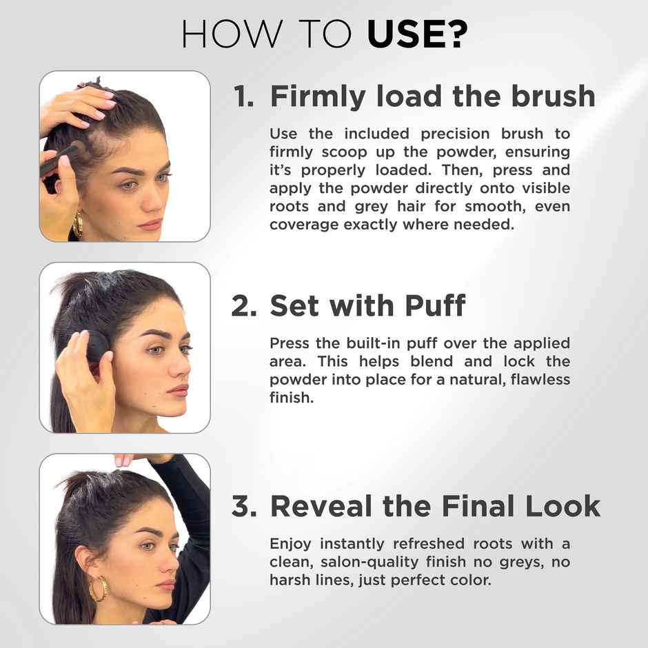 Thick Fiber Root Touch Up Powder With Brush | Black