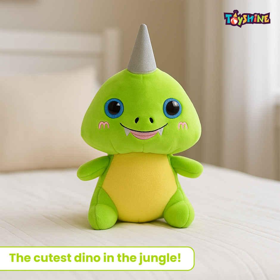 Spanker Dino Soft Toy | Cute Plush Dinosaur for Kids Decor | Green - 21 cm