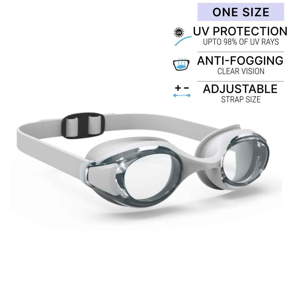 Nabaiji By Decathlon | Adult Swimming Goggles One Size With Strap Adjustment Clear Lenses Grey