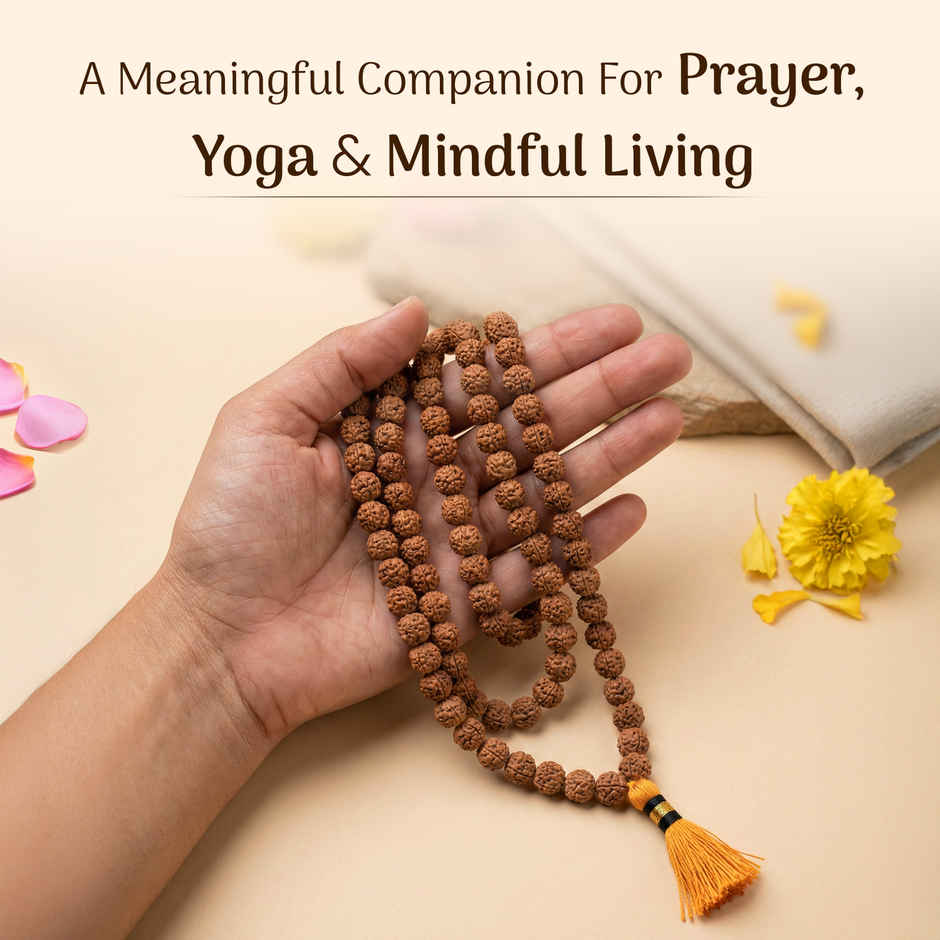 Panchmukhi Rudraksha Japa Mala | 8 mm | 108 Beads | Meditation & Puja | Cycle