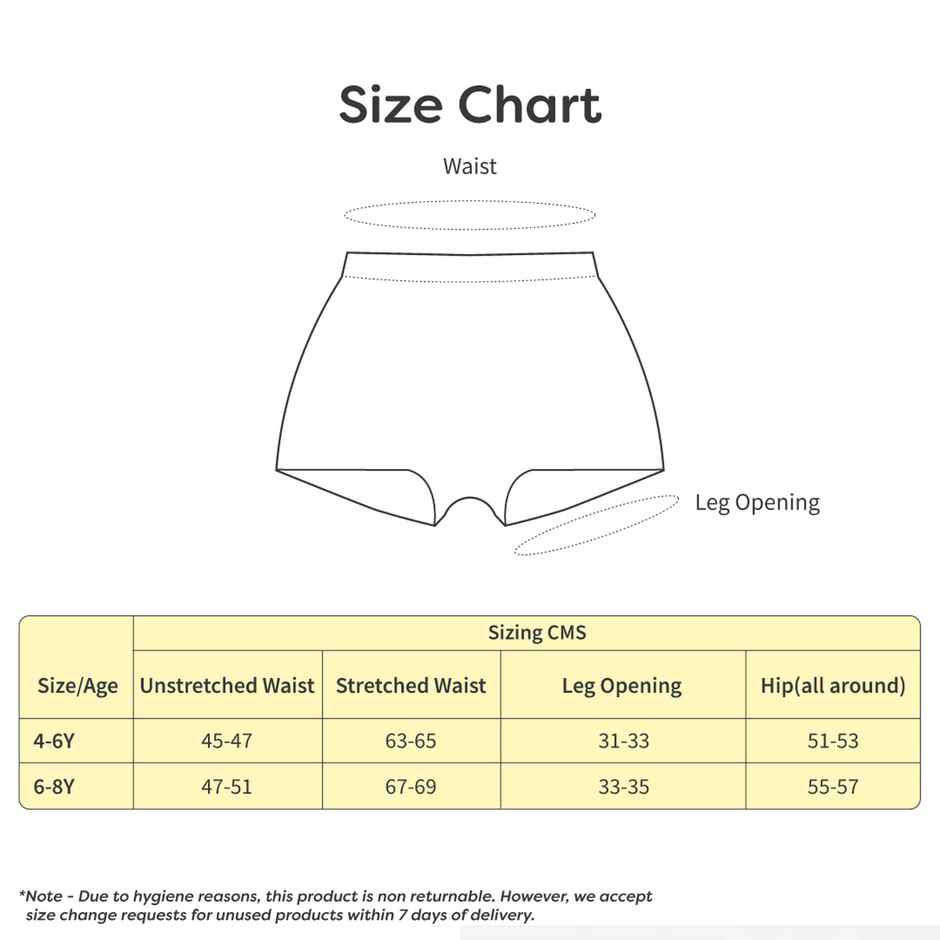 Superbottoms Supersoft Girls Boyshort | 4-6y| Stretchy & Breathable - Pack of 3 | Assorted