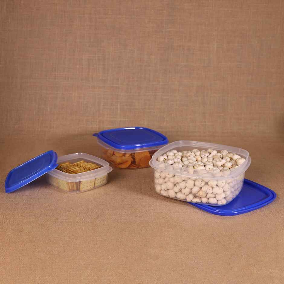 Java Plastic Airtight Food Saver Plastic Set | 3 L, 1.4 L, 600 ml, 3 Pieces | Transparent
