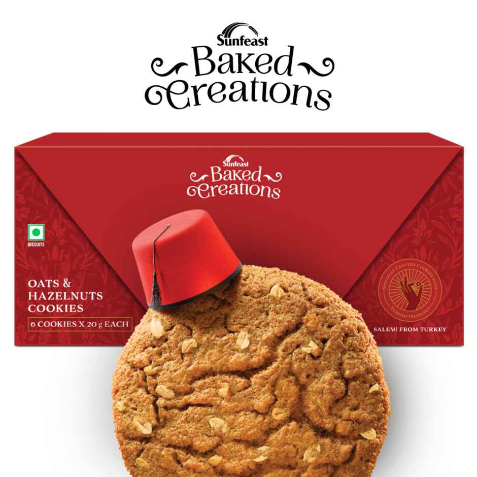 Oats & Hazelnut Cookies Crafted with Turkish Hazelnuts by Sunfeast Baked Creations