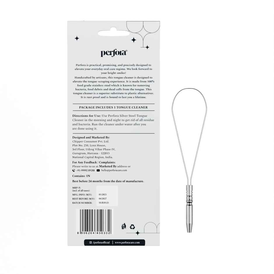 Perfora Stainless Steel Tongue Cleaner - Rust Free