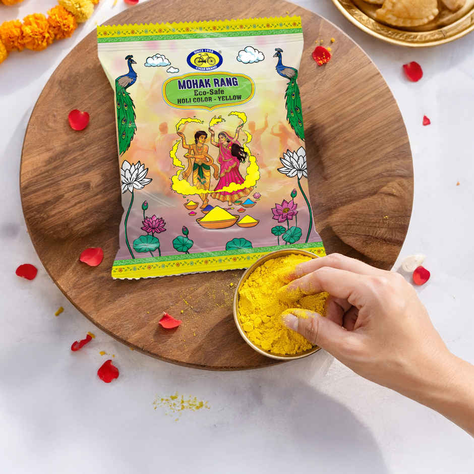 Mohak Rang Eco-Safe Holi Colour | Yellow | Cycle