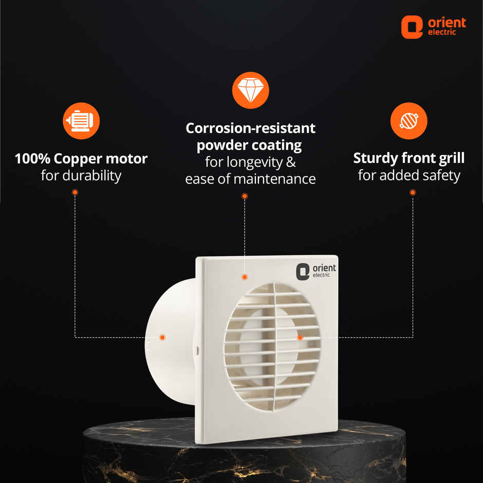 Orient Electric Smart Air 150 Exhaust Fan,100mm,High-Efficiency Motor,Aesthetic Appeal,White