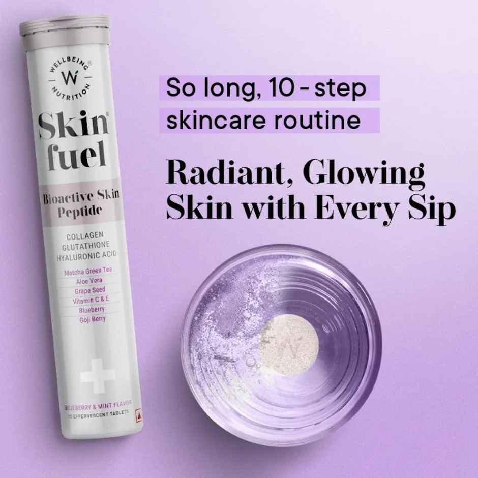 Wellbeing Nutrition Skin Fuel | Glutathione Tablets | Skin Glow for Men & Women-15 Effervescent Tab