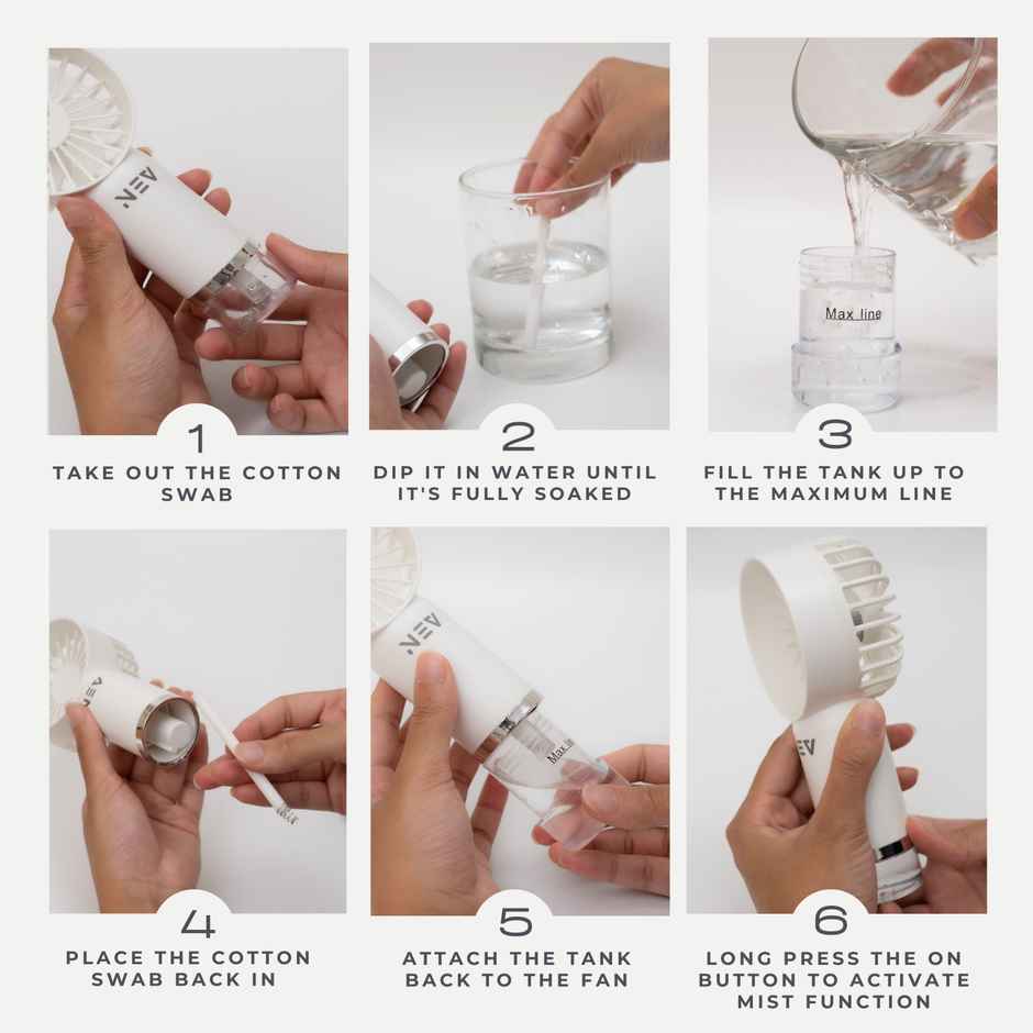 NEV Aero Mist Portable Fan with Mist Function | Handheld and Desktop | 500 mAh