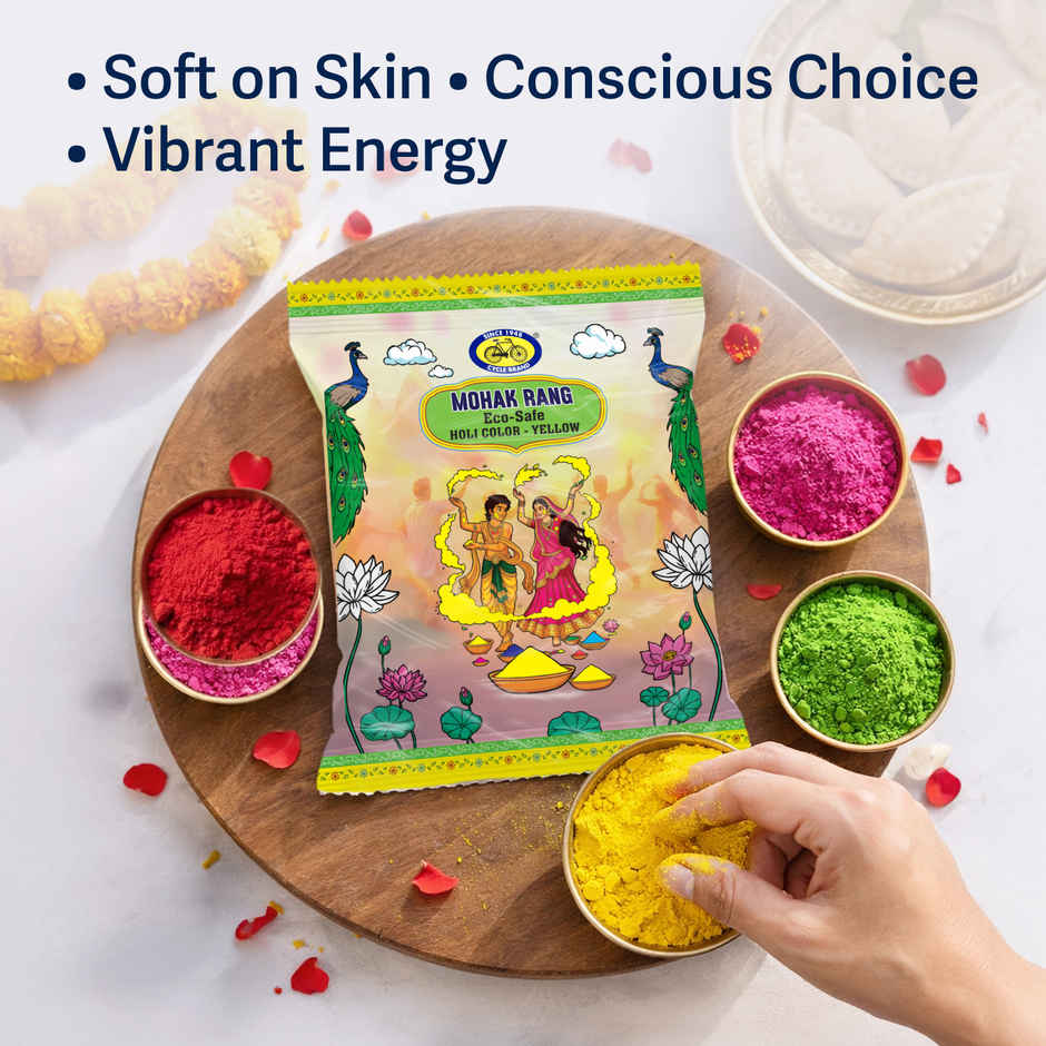 Mohak Rang Eco-Safe Holi Colour | Yellow | Cycle
