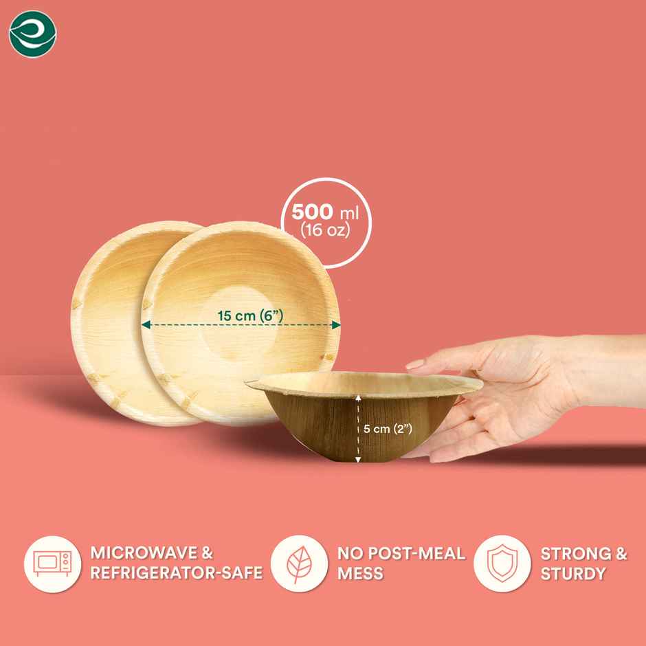 Palm Leaf Bowl | Round | 500 ml | 10 Count | Eco Soul