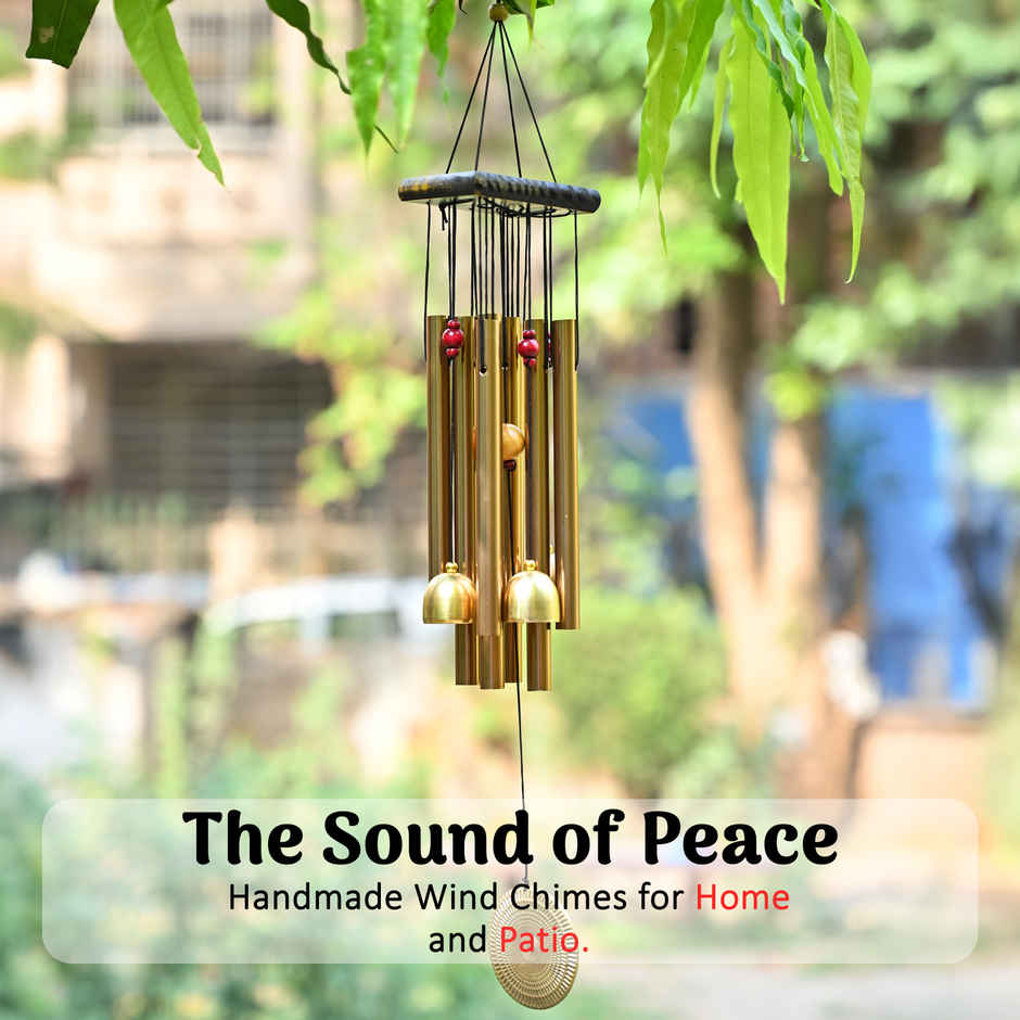 HINDCRAFT Golden Soothing Wind Chimes for Bedroom and Living Room Spiritual Home Decor for Peace