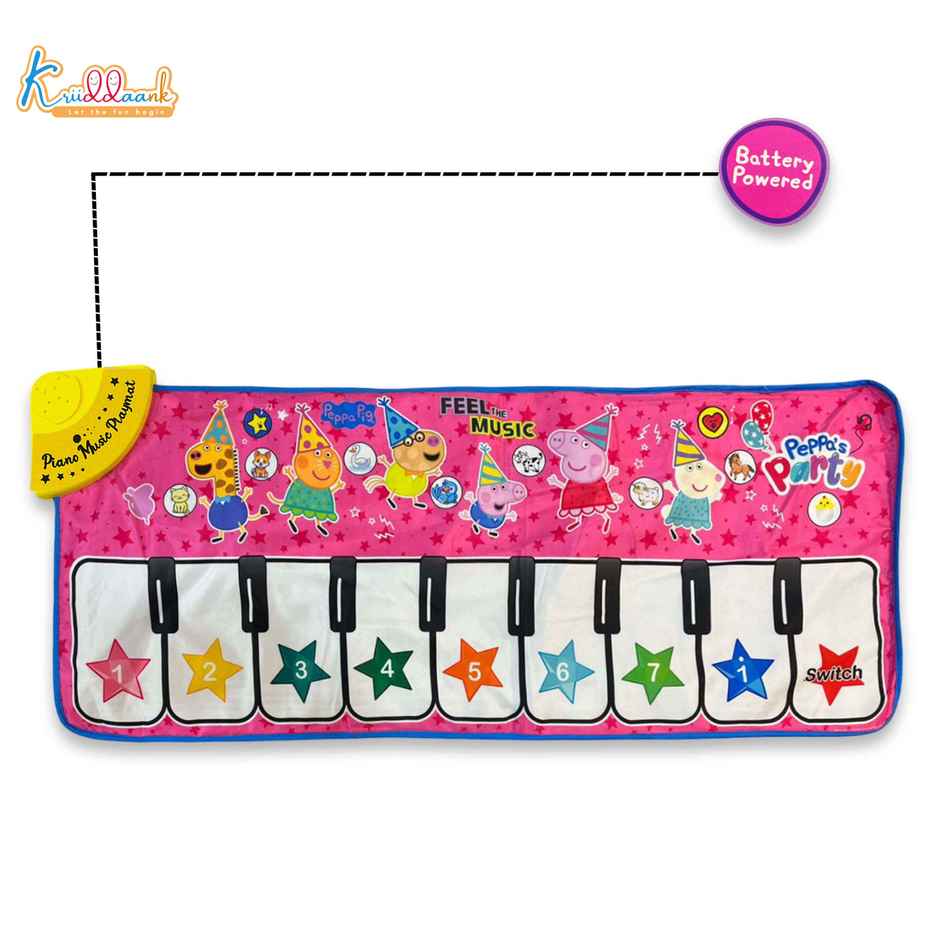 Kriiddaank Peppa Music Piano Playmat with 8 Music Modes & Animal Sounds Baby Playing Mat -108 x 38CM