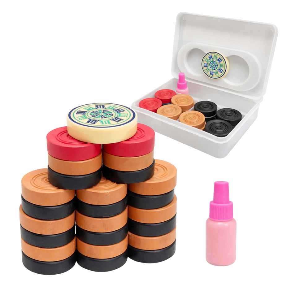 Spanker Sports Plastic Carrom Playing Coins Set with 1 Striker & Powder