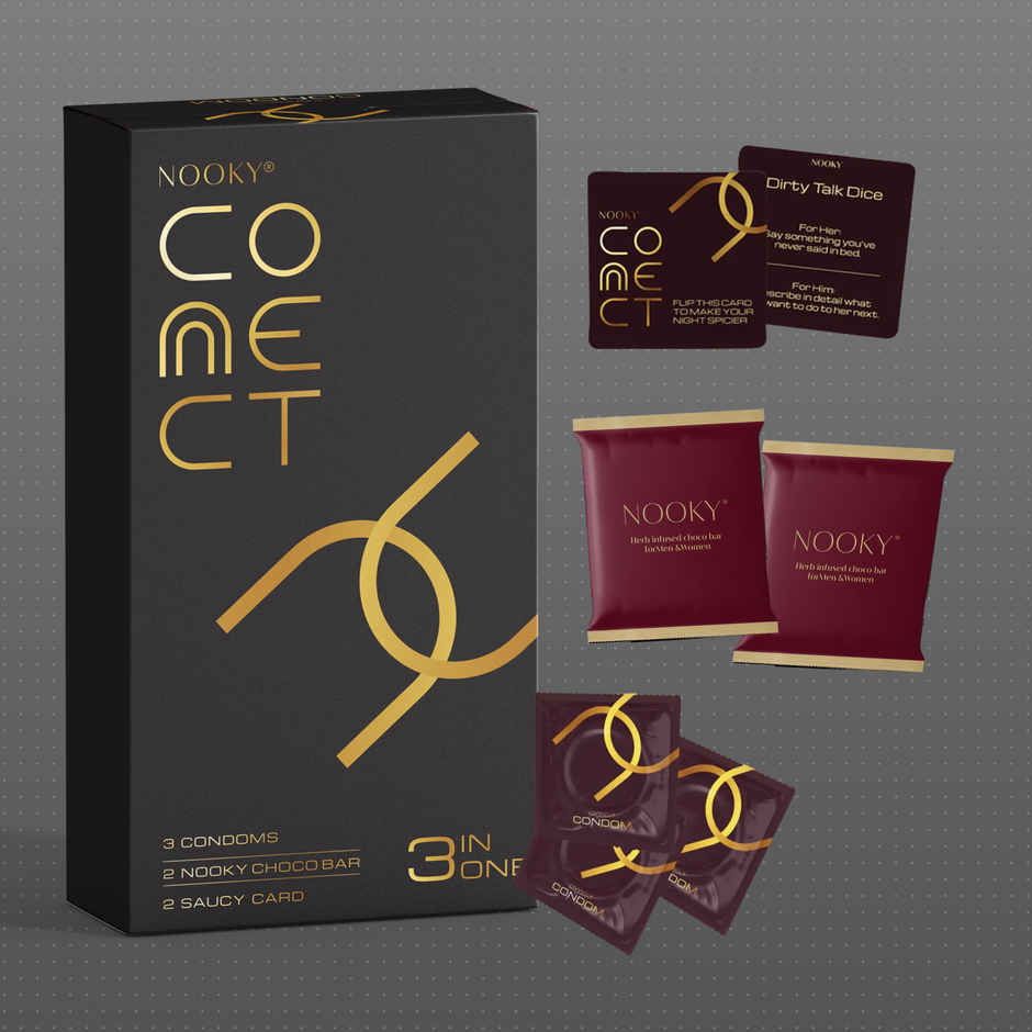 Nooky Connect 3 in 1 Condom Intimacy Kit Condoms Chocolates Scratch Cards Couple Gift