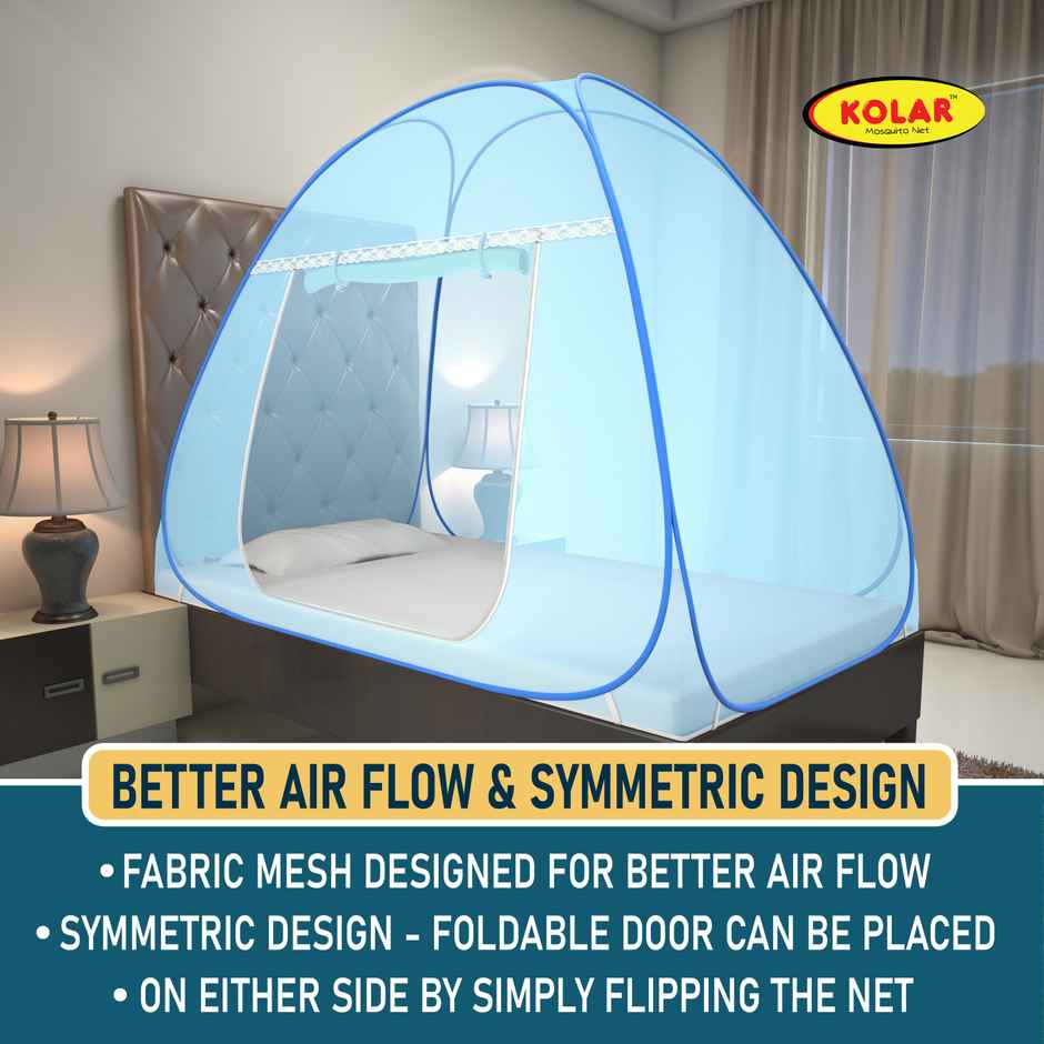 Kolar Foldable Mosquito Net For Single Bed | Blue - 6.5 x 4 ft