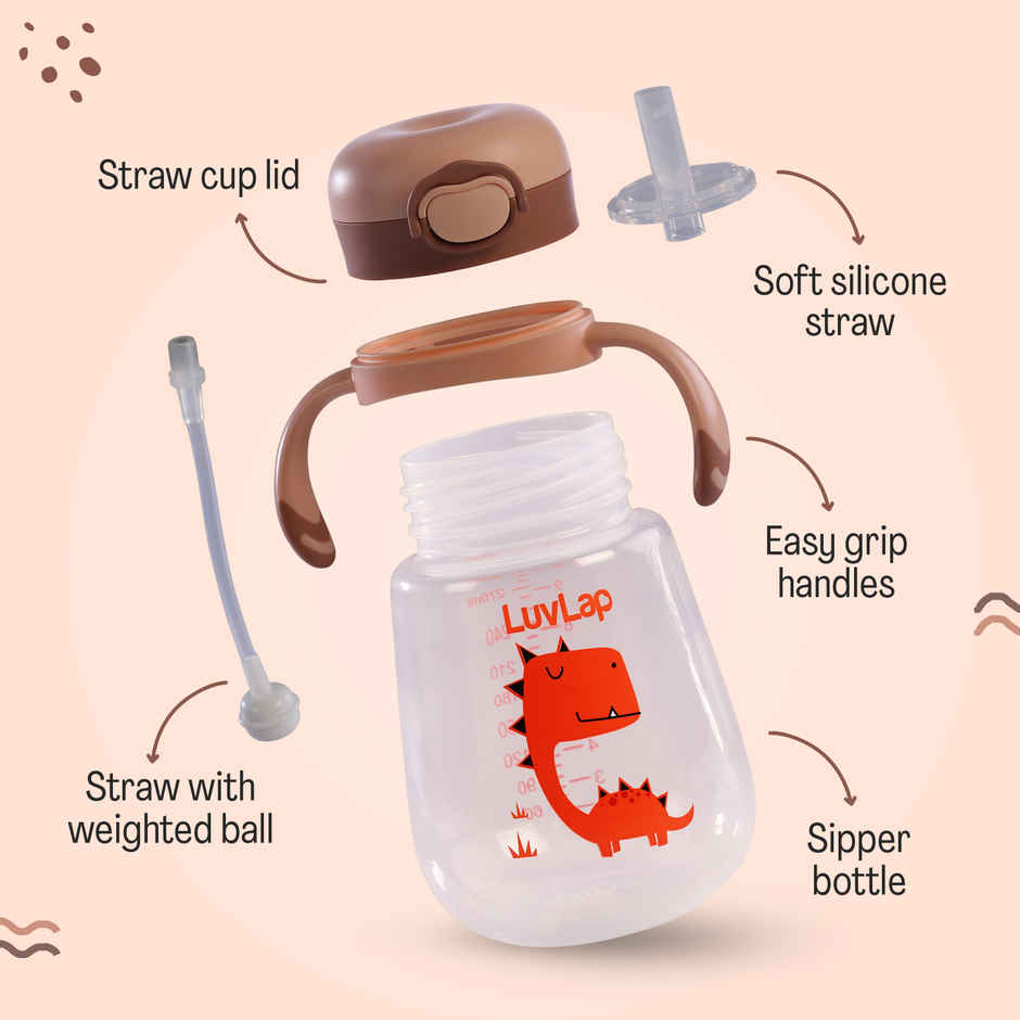 Luvlap Straw Sipper Cup with Handle | 300 ml