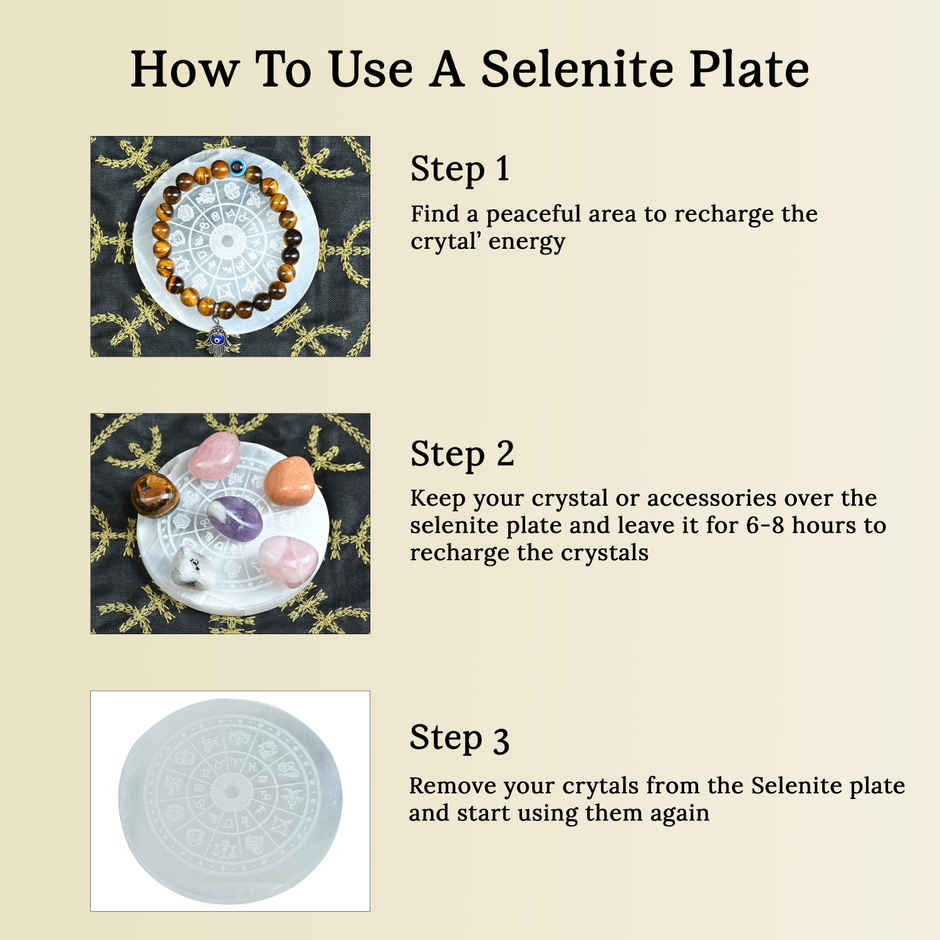 Hindcraft Selenite Plate With Zodiac Signs