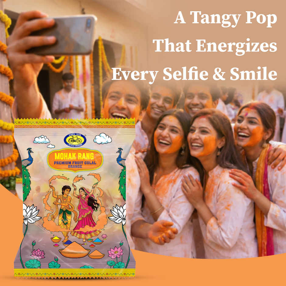 Mohak Rang Fruit Holi Gulal | Premium Orange | Cycle