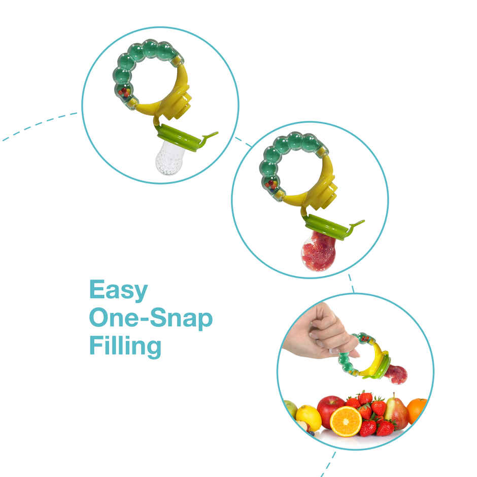 LuvLap Silicone Food Fruit Nibbler with Extra Mesh Infant Pearly Green BPA Free