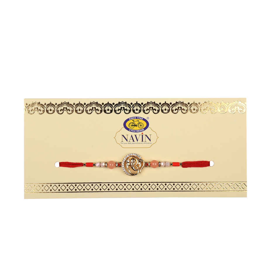 Navin Zirconia Rakhi with Ganesha Motif | Religious | Pack of 1 | Cycle Pure
