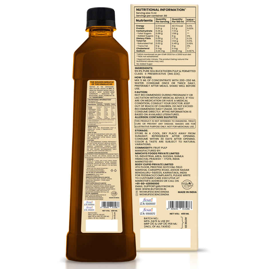 Wow Life Science Himalayan Sea Buckthorn Berry Pulp Concentrate