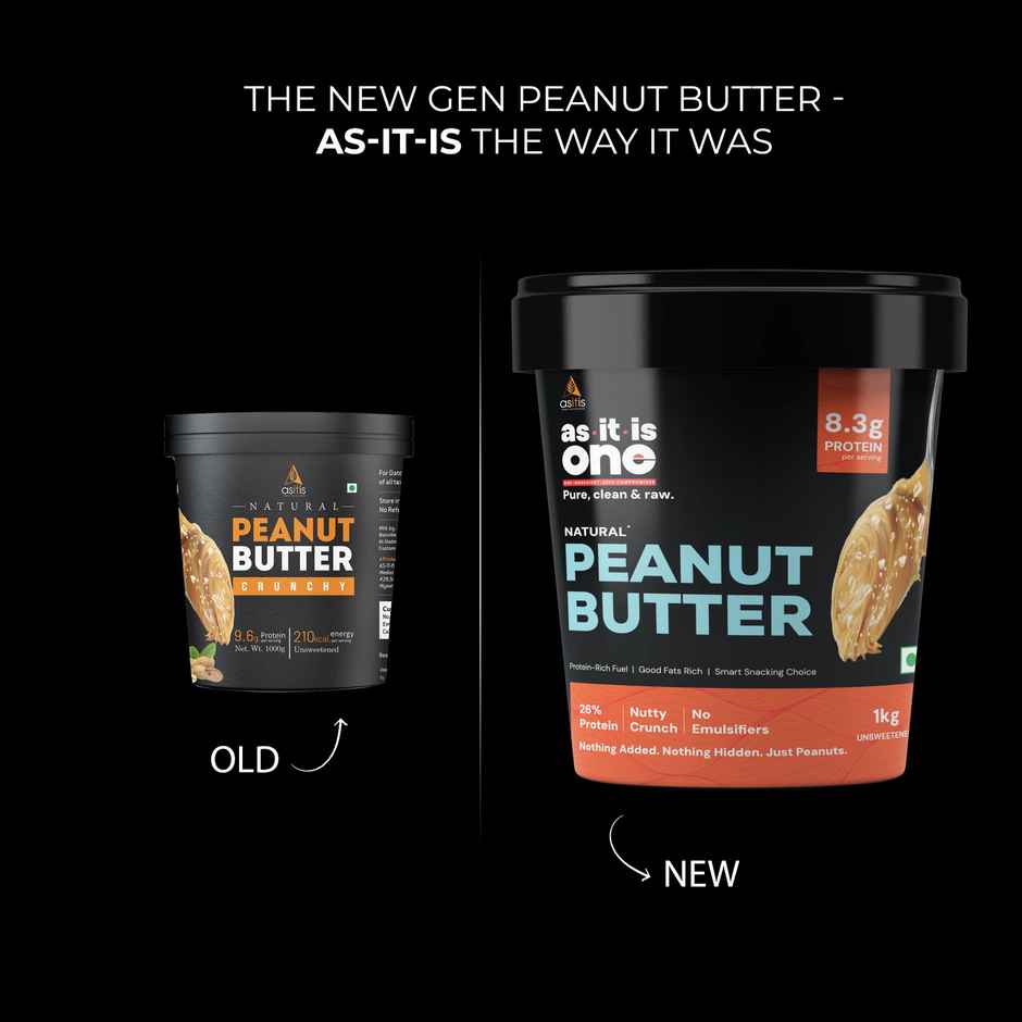 AS-IT-IS One Peanut Butter Crunchy - High Protein 1kg | Unflavoured (Crunchy)