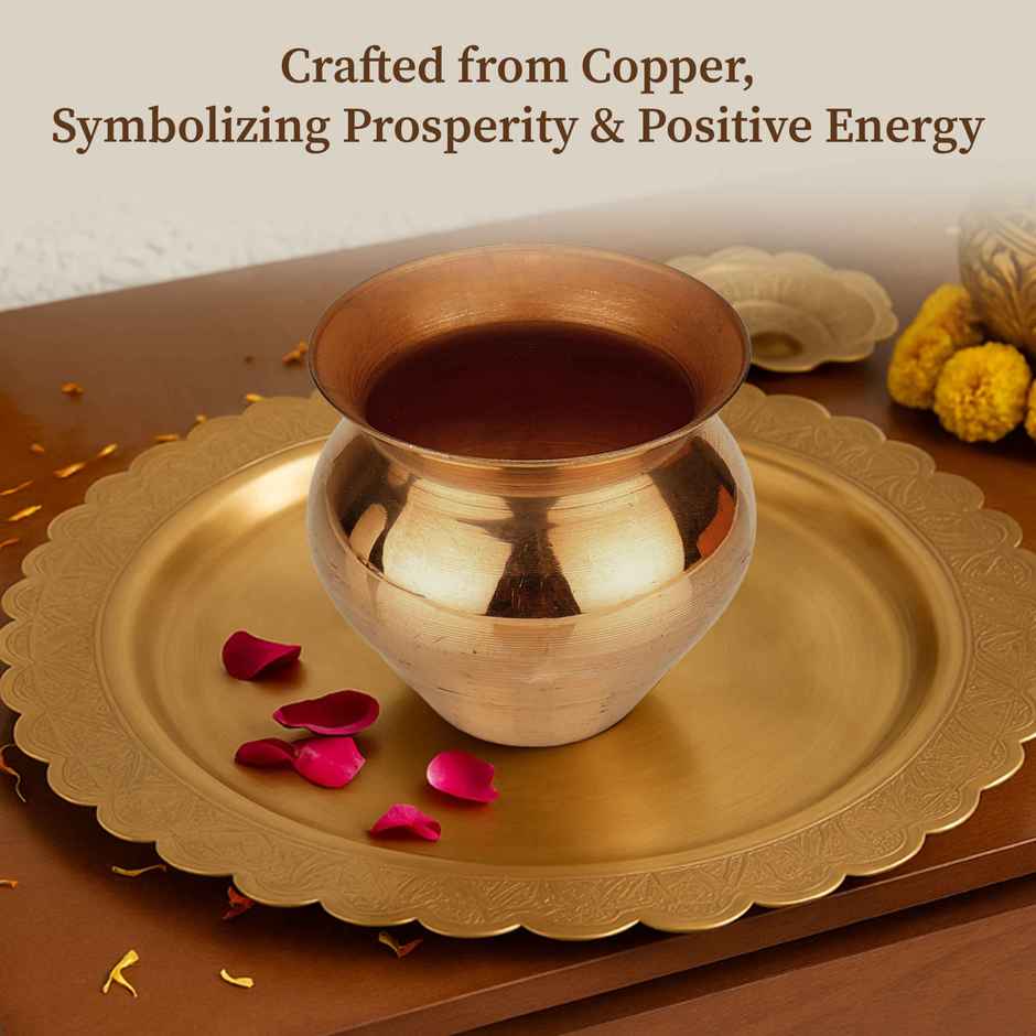 Brass Kalash for Puja Havan and Rituals | Polished Finish | 9.5 x 10 cm Width | Cycle