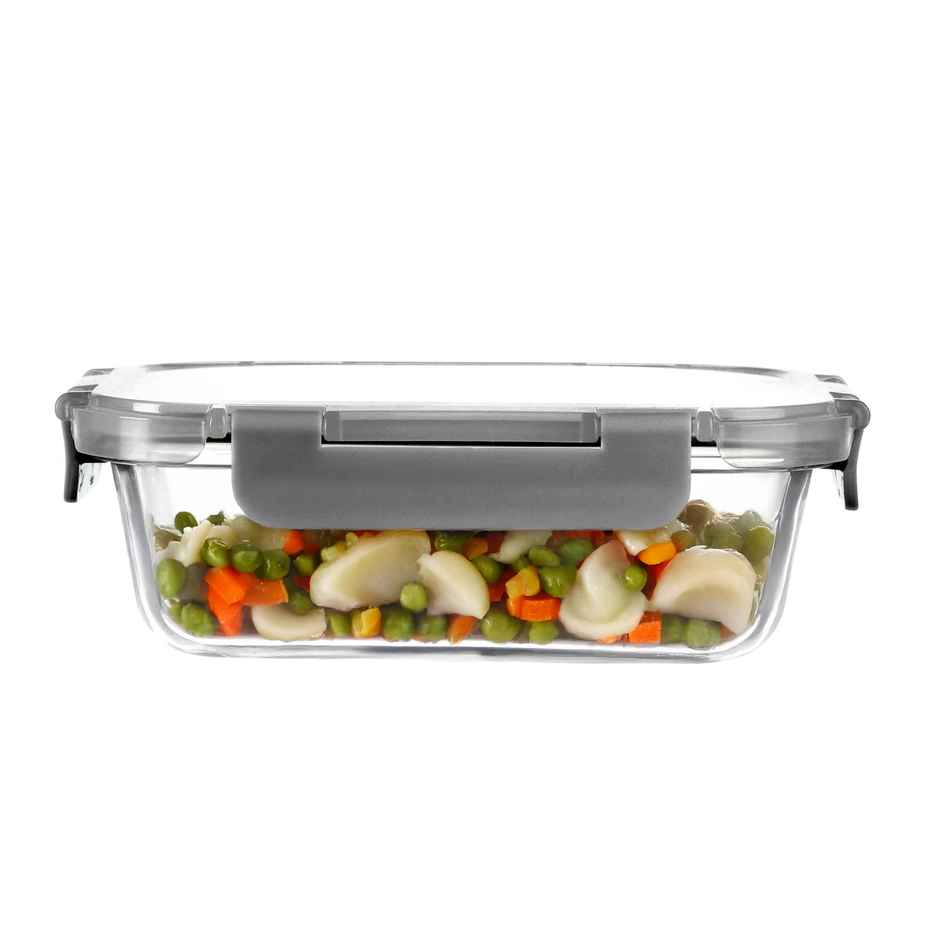 Cutting EDGE 1040ml Borosilicate Glass Lunch Box | Detachable Lock Lid | Microwave Safe | Grey