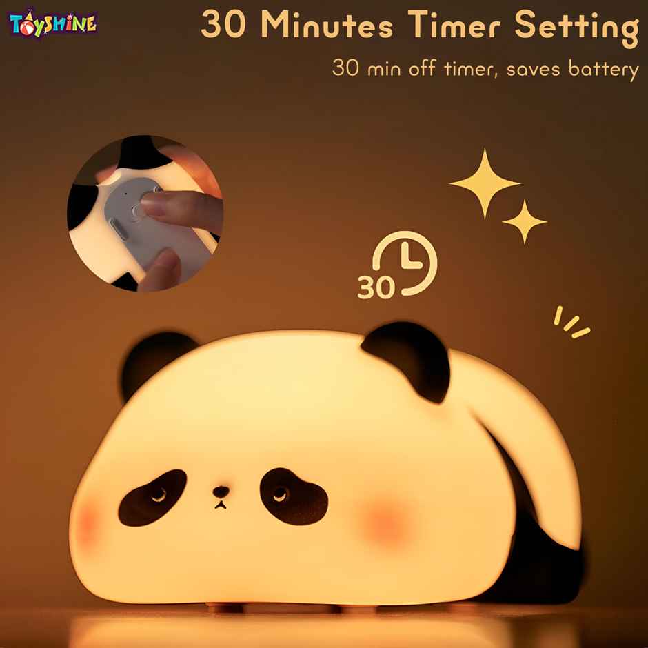 Toyshine Cute Panda Night Light Silicone Led Lamp With Timer - Rechargeable & Dimmable