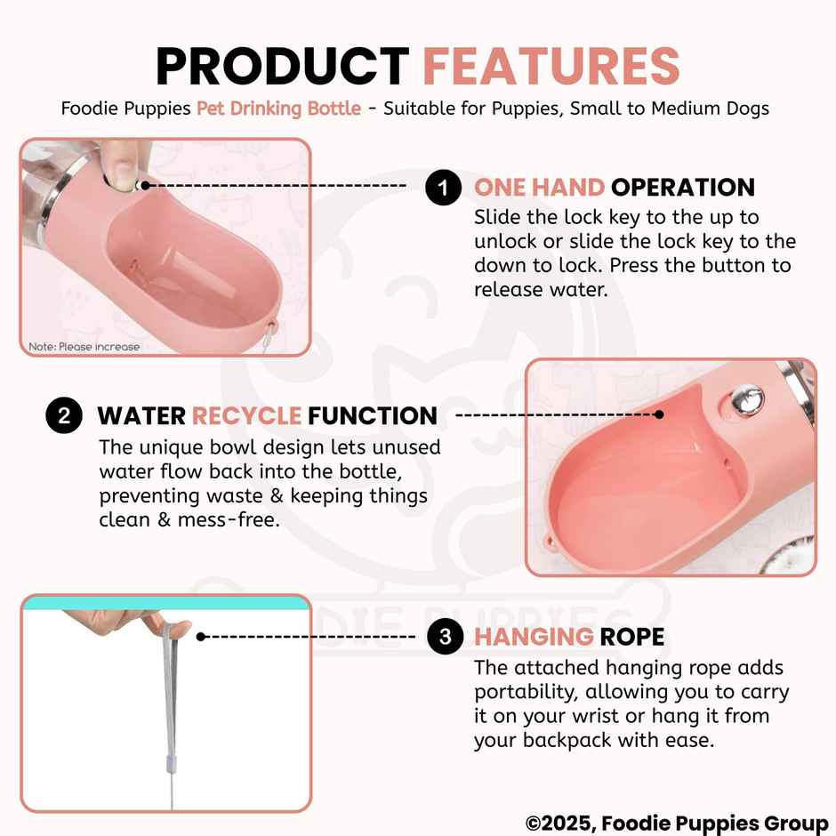 Foodie Puppies Leak-Proof Pet Water Dispenser Bottle for Dogs & Puppies | 500 ml
