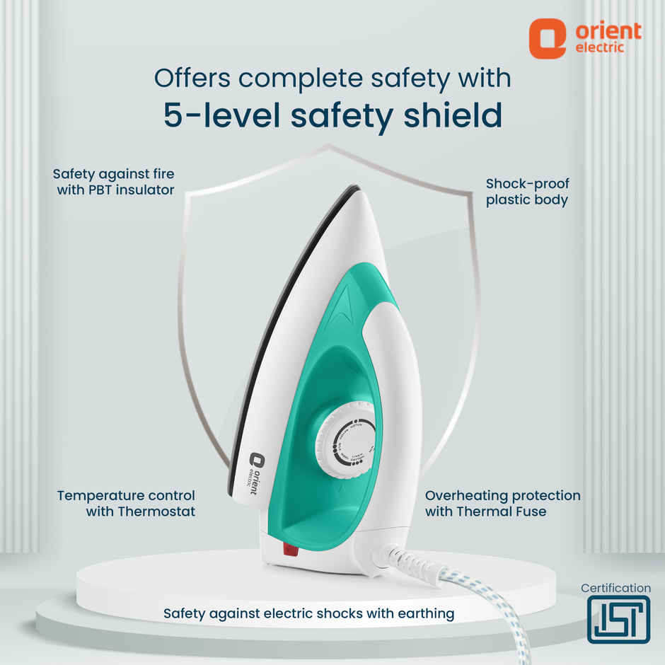 Orient Electric Fabrishine 1000W Dry Iron with Non-Stick German Weilburger Coated 