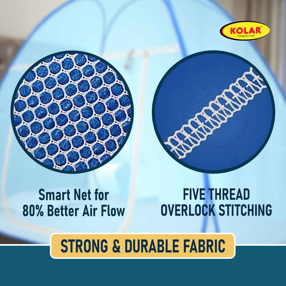 Kolar Foldable Mosquito Net For Single Bed | Blue - 6.5 x 4 ft