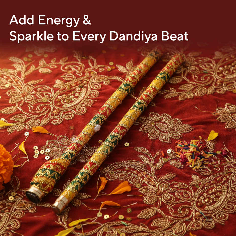 Navratri Wooden LED Dandiya Sticks | Traditional Garba Dandia Sticks | Multicolour | Cycle Pure
