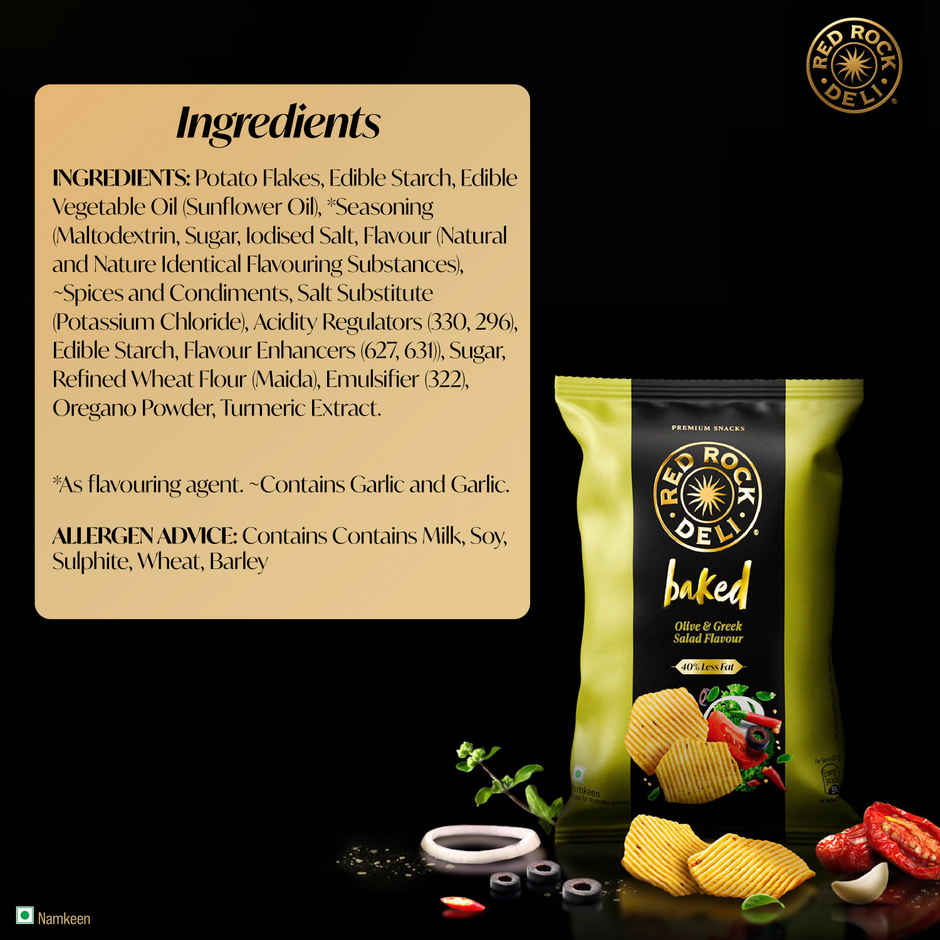 Red Rock Deli Baked Chips Greek Salad | 40% Less Fat Snacks