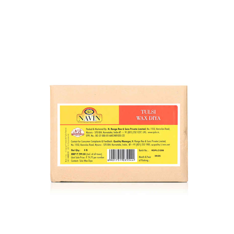 Tulsi Wax Diya | Decorative Diyas With Sticker Base | 8 x 8 cm | Multicolour | Cycle