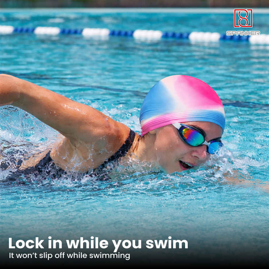 Spanker Sports Stretchable Silicone Swimming Cap, Comfortable Waterproof Swim Cap