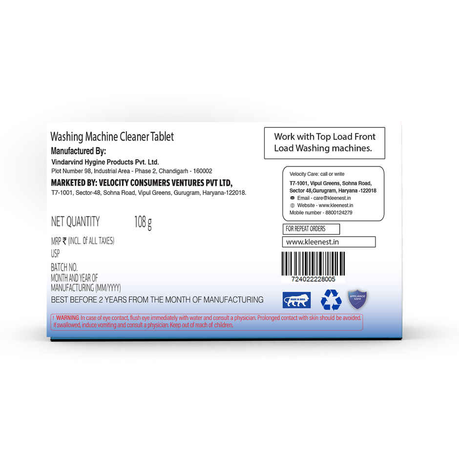 Klenzmo Washing Machine Cleaner Tablets