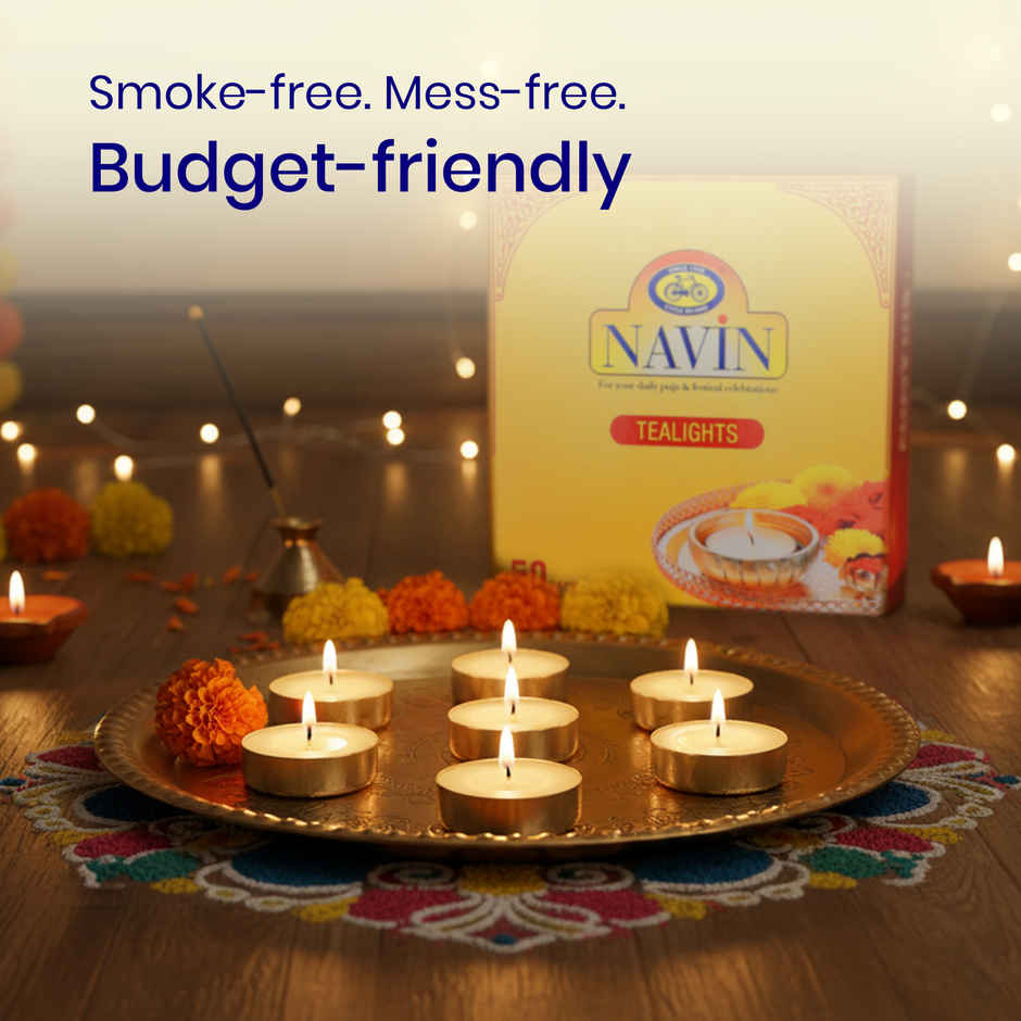 Navin Tealight Candles | Wax | Pack Of 50 | 8 g Each | Cycle