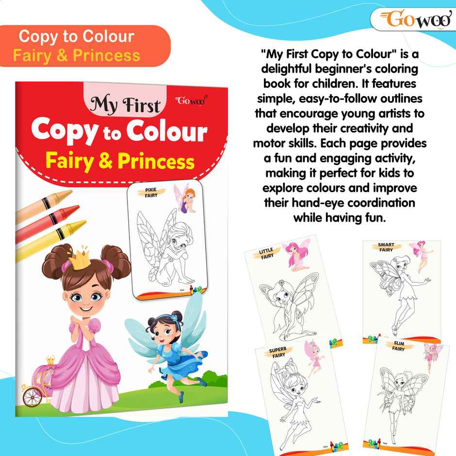 My First Copy To Colour - Fairy & Princess | Easy Colouring Book | Colour Book for Toddlers