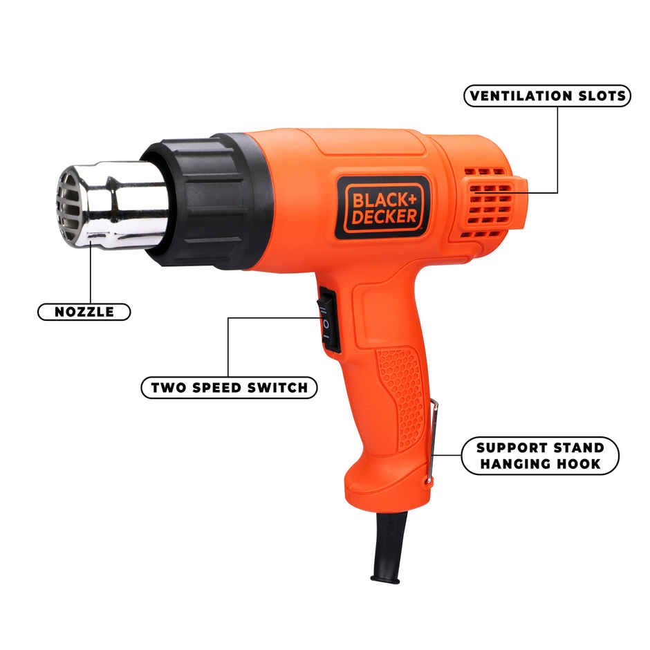 BLACK+DECKER KX1800-B1 230V 1800W Dual Temperature High Speed Corded Heat Gun, Pistol Grip