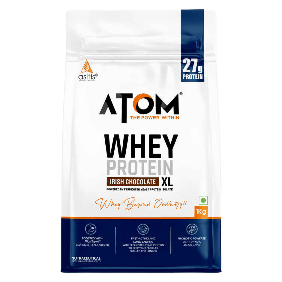 As-It-Is Nutrition ATOM Whey Protein XL | With DigeZyme & Fermented Yeast Protein | Irish Chocolate