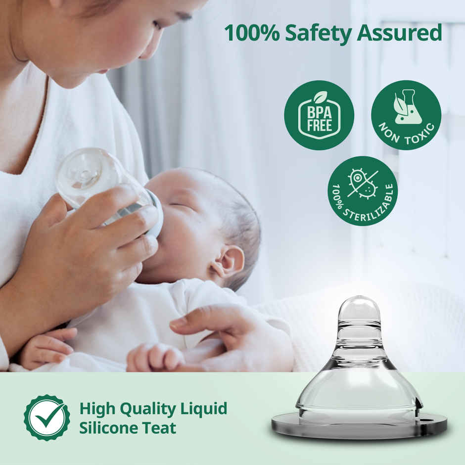 LuvLap Anti Colic Natura Flo Teat Nipple for Wide Neck Bottle Variable Flow 9m