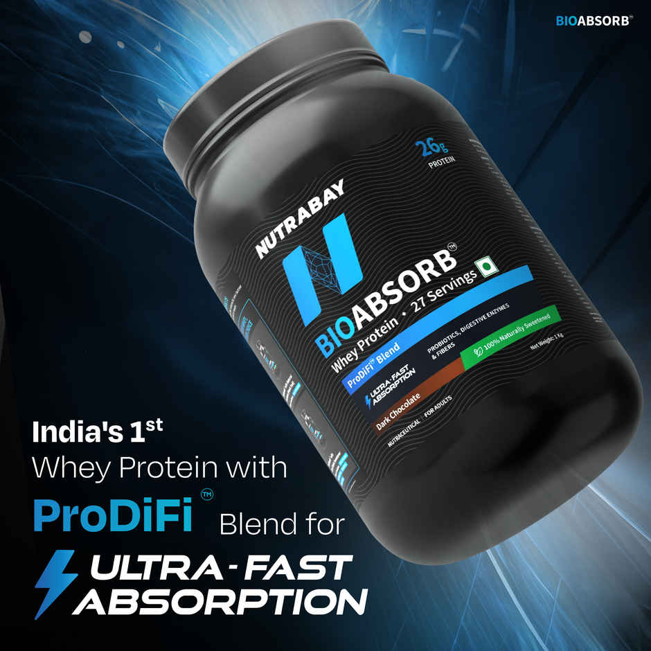 Nutrabay BioAbsorb Whey Protein Powder - Dark Chocolate