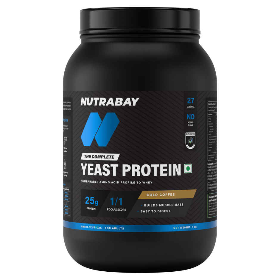 Nutrabay Yeast Protein Powder | Cold Coffee 25 g Protein 6.7 g BCAA Per Scoop