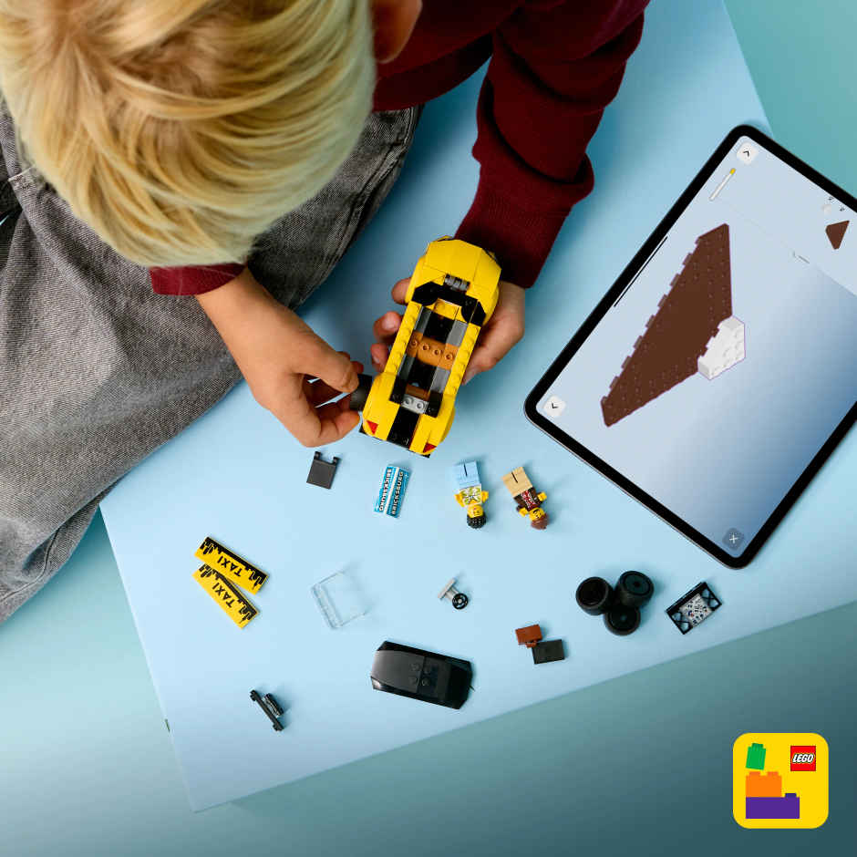 LEGO City Yellow Taxi Model Car Kit with 2 Minifigures 60487