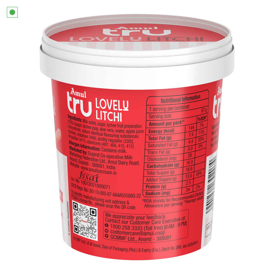 Amul Tru Lovely Litchi Ice Cream Cup