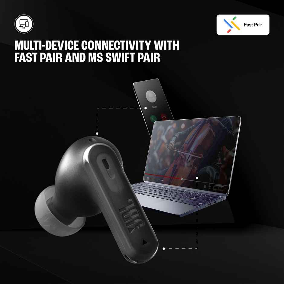 JBL Tune Beam 2 TWS Earbuds | ANC | 48H Battery | 6-Mics | IP54 | Wireless | Black